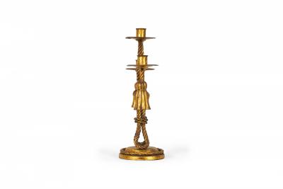 Pair of Vintage Rope and Tassel Gilt Candelabras