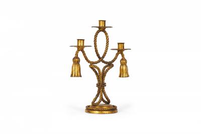Pair of Vintage Rope and Tassel Gilt Candelabras