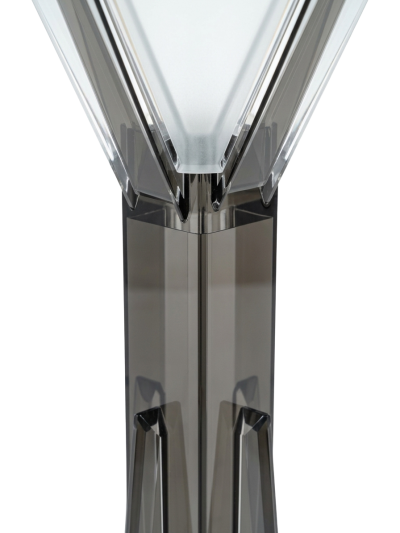 Pair of Vintage Smoke and Clear Lucite Sculptural Torchiere Floor Lamps