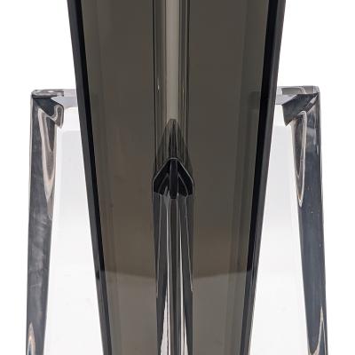 Pair of Vintage Smoke and Clear Lucite Sculptural Torchiere Floor Lamps