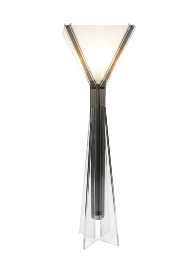 Pair of Vintage Smoke and Clear Lucite Sculptural Torchiere Floor Lamps