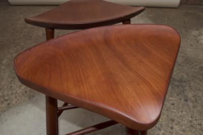 Pair of Vintage Solid Walnut Studio Craft Bar Stools by David Scott