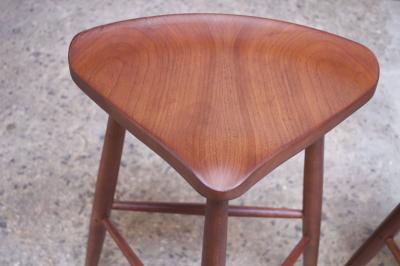 Pair of Vintage Solid Walnut Studio Craft Bar Stools by David Scott