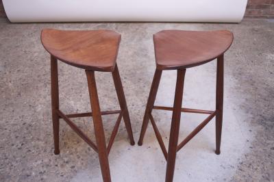 Pair of Vintage Solid Walnut Studio Craft Bar Stools by David Scott