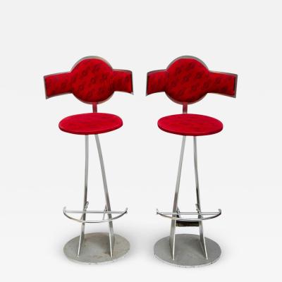 Pair of Vintage Steel metal Martini bar Stools