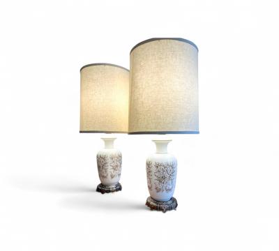 Pair of Vintage Table Lamps with Rose Motif Unknown 1960s Lot 822