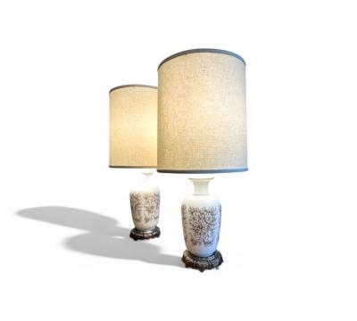 Pair of Vintage Table Lamps with Rose Motif Unknown 1960s Lot 822