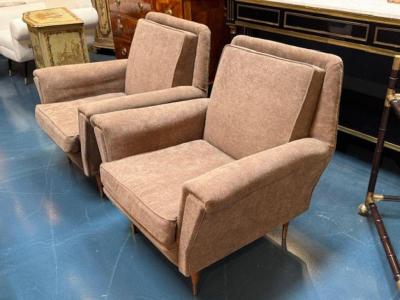 Pair of Vintage Upholstered Club Chairs