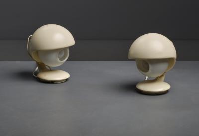 Pair of Visor Form Table Lamps with Opaline Glass Diffusers 1960s