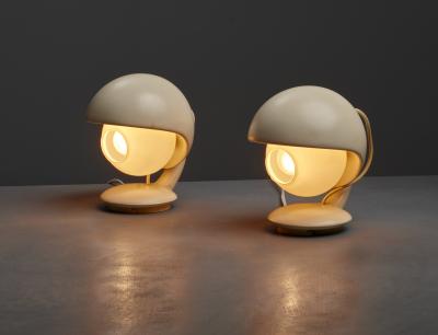 Pair of Visor Form Table Lamps with Opaline Glass Diffusers 1960s