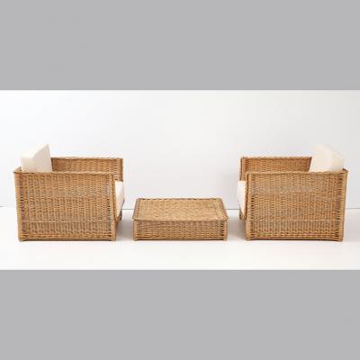 Pair of Vivai Del Sud Style Wicker Armchairs