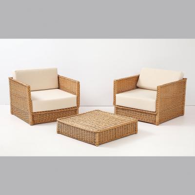 Pair of Vivai Del Sud Style Wicker Armchairs