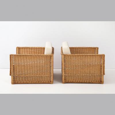 Pair of Vivai Del Sud Style Wicker Armchairs