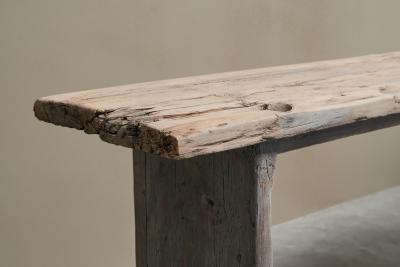 Pair of Wabi Sabi Style Console Tables in Reclaimed Antique Wood