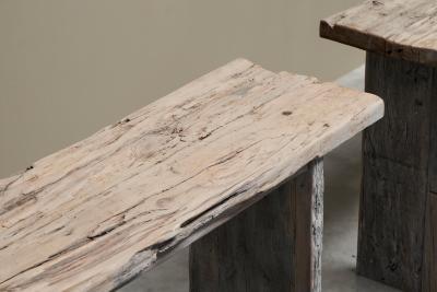 Pair of Wabi Sabi Style Console Tables in Reclaimed Antique Wood
