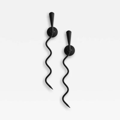 Pair of Wall Candlesticks in Wrought Iron 1950s