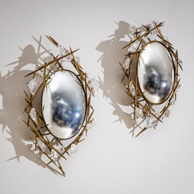 Pair of Wall Mirrors with Quartz Crystals by F ssinger Wolff Munich 2007