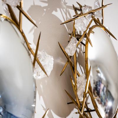 Pair of Wall Mirrors with Quartz Crystals by F ssinger Wolff Munich 2007