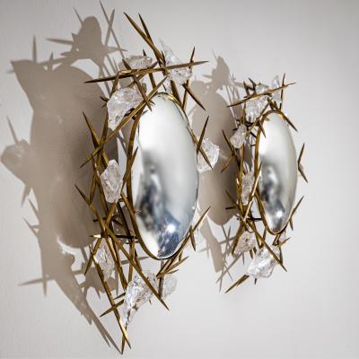 Pair of Wall Mirrors with Quartz Crystals by F ssinger Wolff Munich 2007