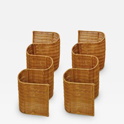 Pair of Wall Mounted Rattan Magazine Racks Italy 1970s
