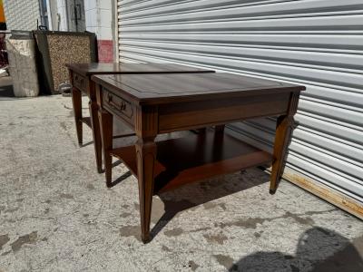 Pair of Walnut 2 Tier French Provincial End Tables