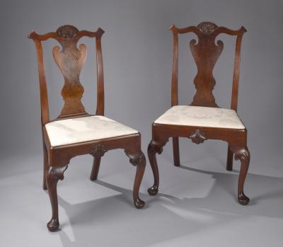 Pair of Walnut Philadelphia Chippendale Chairs