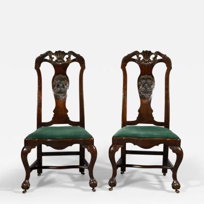 Pair of Walnut Portuguese Side Chairs