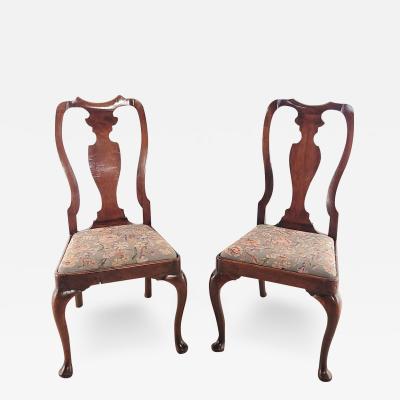 Pair of Walnut Queen Anne Chairs England circa 1710