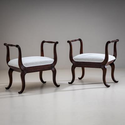 Pair of Walnut Tabourets Italy circa 1830
