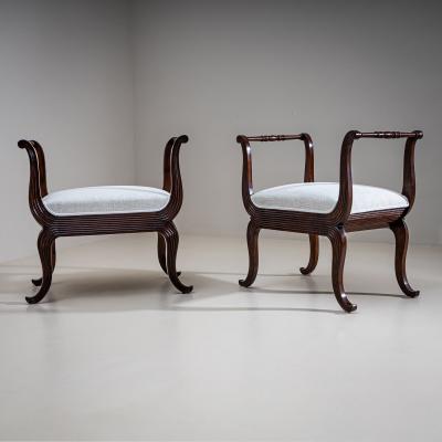 Pair of Walnut Tabourets Italy circa 1830