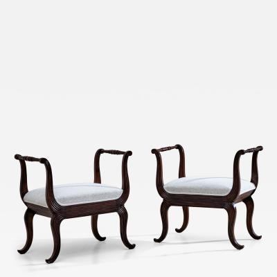 Pair of Walnut Tabourets Italy circa 1830