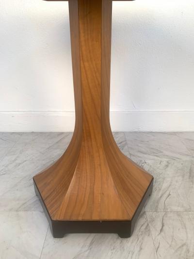 Pair of Walnut and Marble Top Pedestal Tables