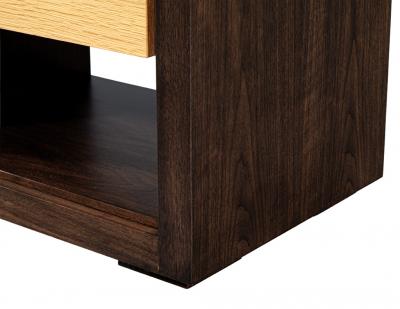 Pair of Walnut and Oak Large Glass Top Nightstand End Tables