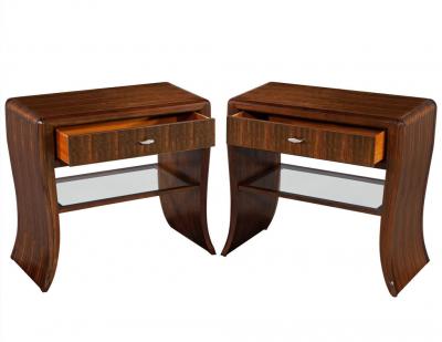 Pair of Water Fall Mozambique and Mahogany Nightstands