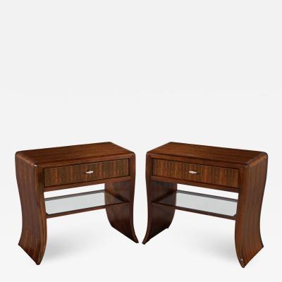 Pair of Water Fall Mozambique and Mahogany Nightstands