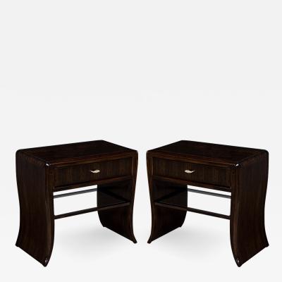 Pair of Waterfall Mozambique and Mahogany End Tables