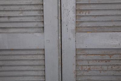 Pair of Weathered Gray Painted Arched Dome Louvered Doors 19th Century