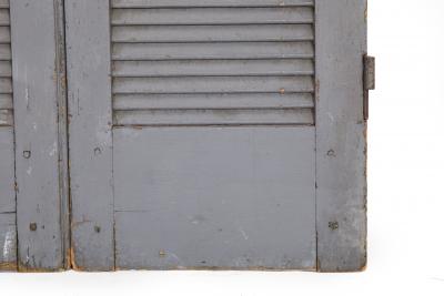 Pair of Weathered Gray Painted Arched Dome Louvered Doors 19th Century