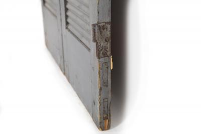 Pair of Weathered Gray Painted Arched Dome Louvered Doors 19th Century