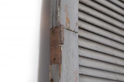 Pair of Weathered Gray Painted Arched Dome Louvered Doors 19th Century