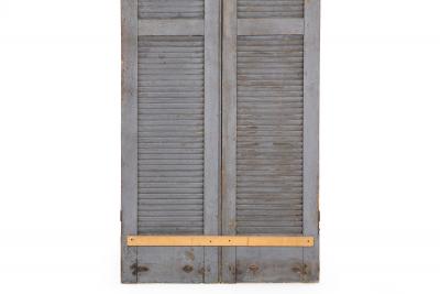 Pair of Weathered Gray Painted Arched Domed Louvered Doors 90 x 33