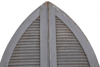 Pair of Weathered Gray Painted Arched Domed Louvered Doors 90 x 33