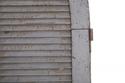 Pair of Weathered Gray Painted Arched Domed Louvered Doors 90 x 33