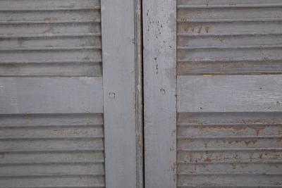 Pair of Weathered Gray Painted Arched Domed Louvered Doors 90 x 33
