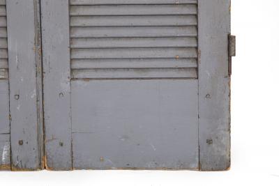 Pair of Weathered Gray Painted Arched Domed Louvered Doors 90 x 33