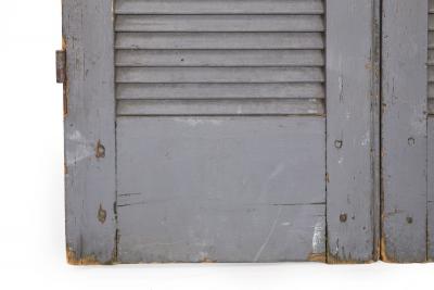 Pair of Weathered Gray Painted Arched Domed Louvered Doors 90 x 33