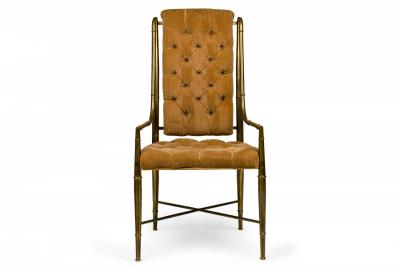 Pair of Weiman Warren Lloyd for Mastercraft mperial Brass and Corduroy Armchairs