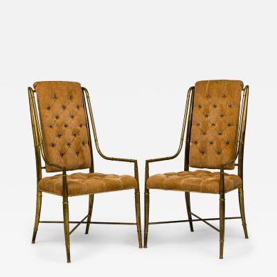 Pair of Weiman Warren Lloyd for Mastercraft mperial Brass and Corduroy Armchairs