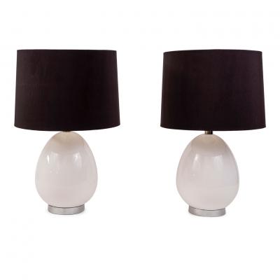 Pair of White Ceramic Lamps