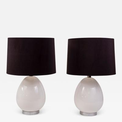 Pair of White Ceramic Lamps